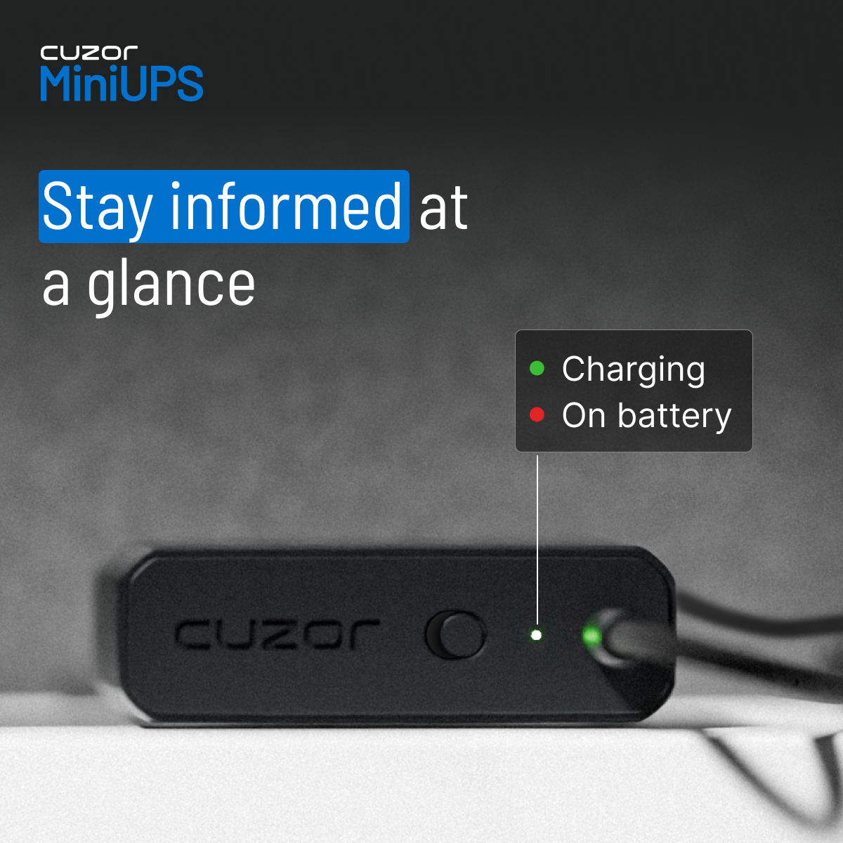Cuzor Mini UPS — stay informed status lights ad creative